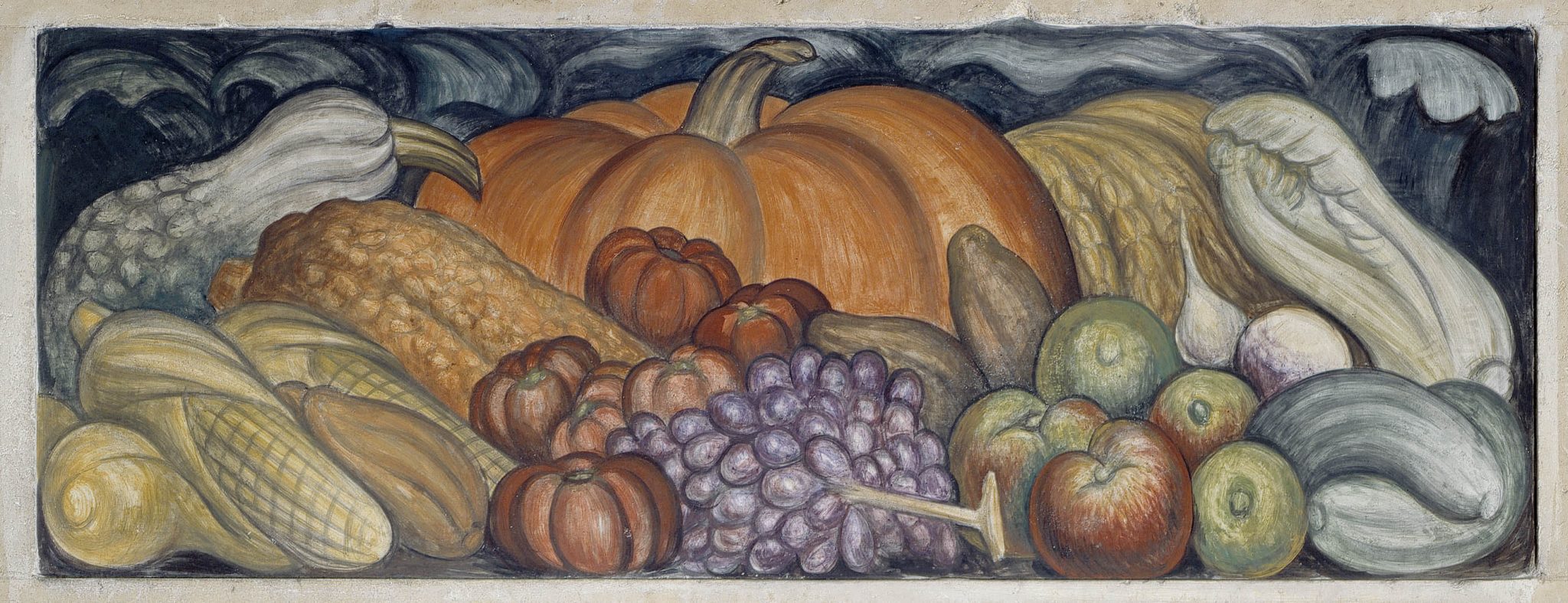 Detroit Industry, east wall - Michigan Fruits and Vegetables, Diego Rivera, 1932-33, fresco